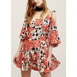 Free People FP One Lucina Floral Miniskirt Cold Shoulder Dress